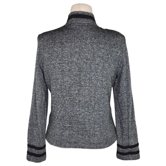 Tommy Hilfiger Heathered Black White Knit Military Blazer Jacket Size M - Picture 9 of 9